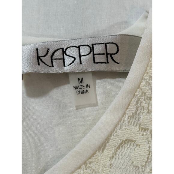 Kasper Lace Sleeveless Top in Cream Size M (034) - Picture 3 of 10